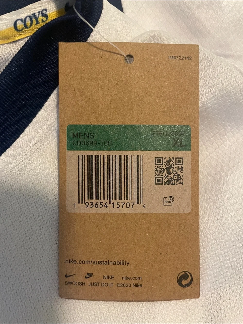 Nike Tottenham Hotspur Adult XL White & Navy Soccer Jersey